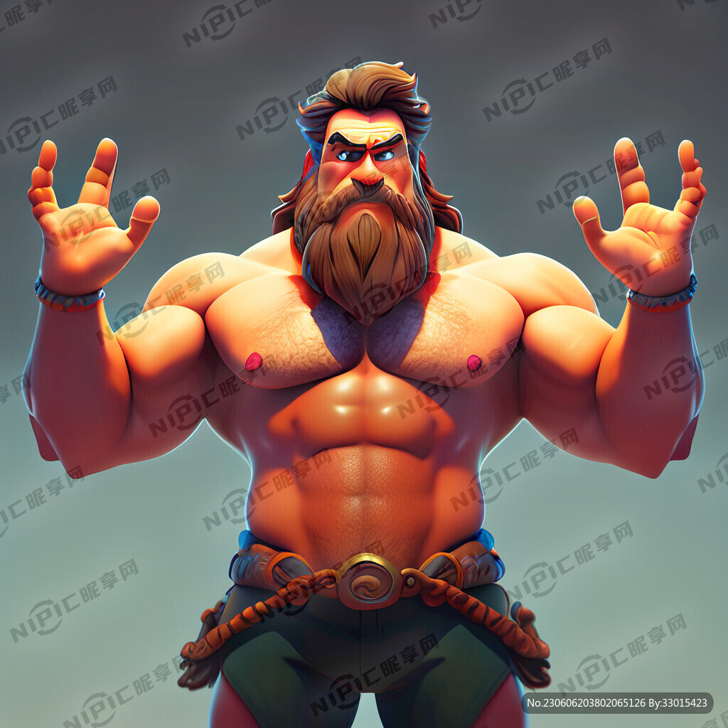 大力士 全身 双手托举 标志