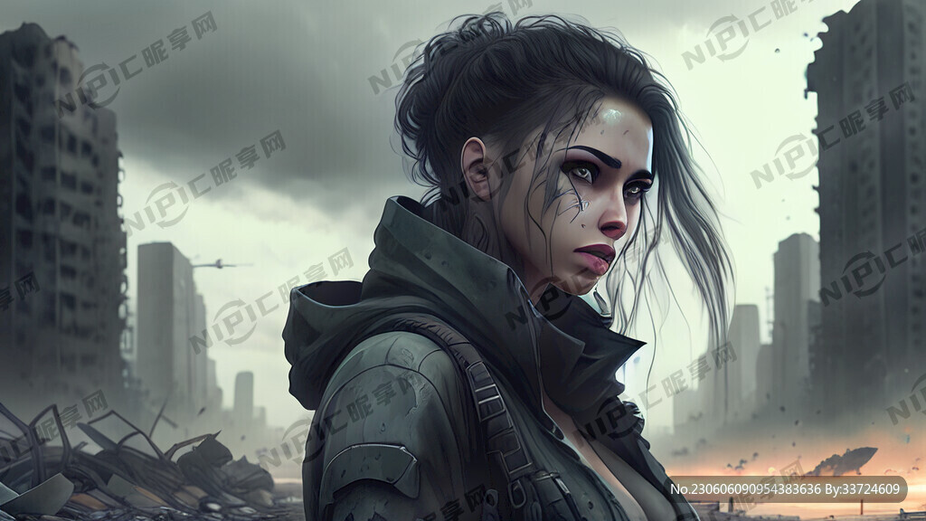 城市废墟 破旧汽车 赛博朋克