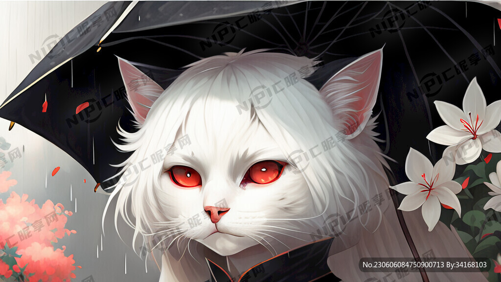 白色头发 猫咪耳朵 红色眼睛