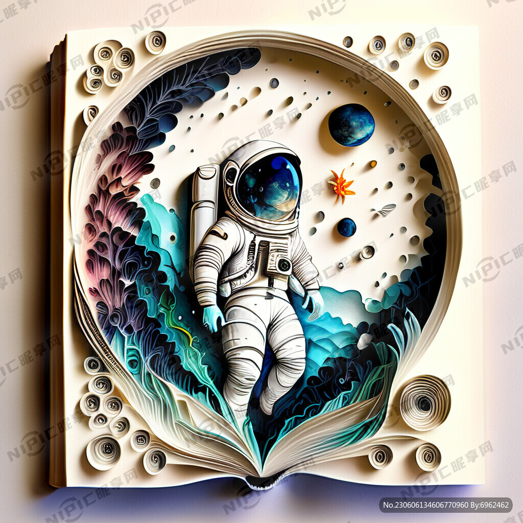 衍纸艺术 入学通知书 航天元素