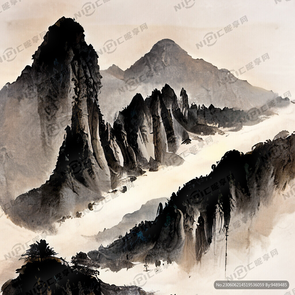 山谷 中国风 中国画 山水