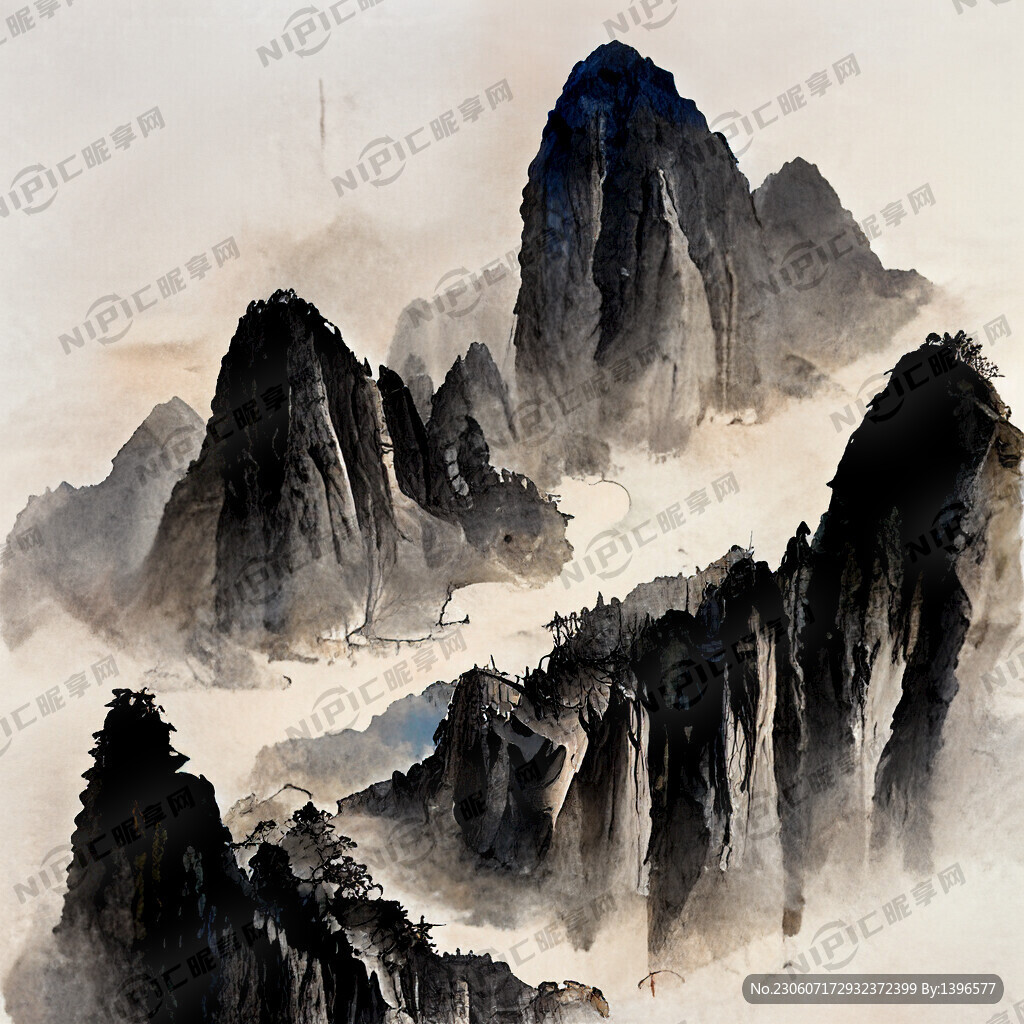 山谷 中国风 中国画 山水