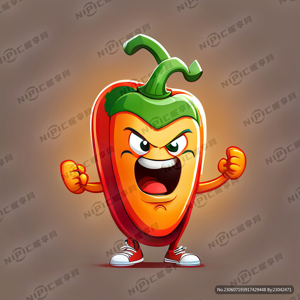 一个辣椒吉祥物 要开心 卡通