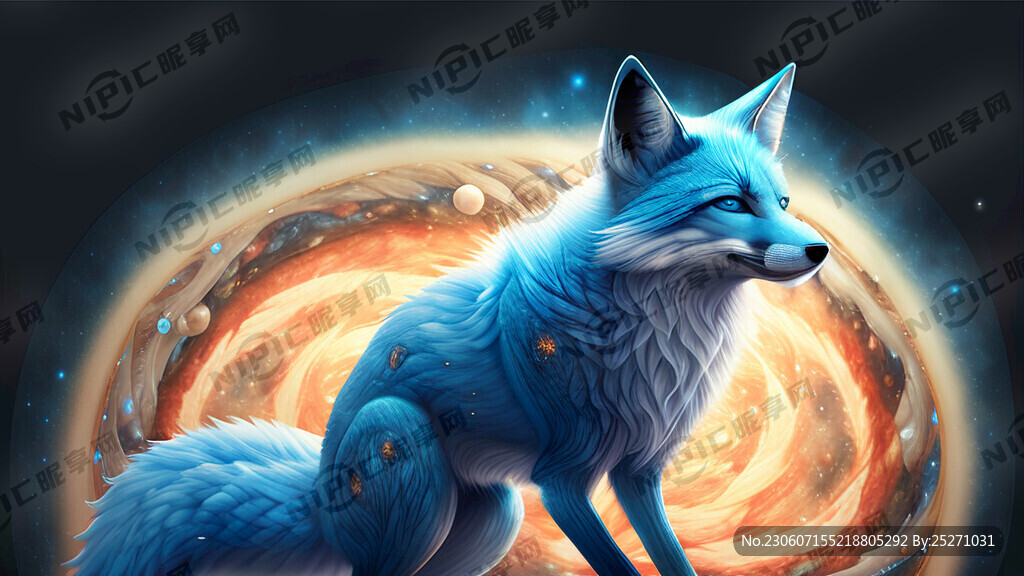 九条尾巴的蓝狐在宇宙中