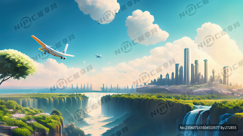 天空之城 瀑布河流 自然风光