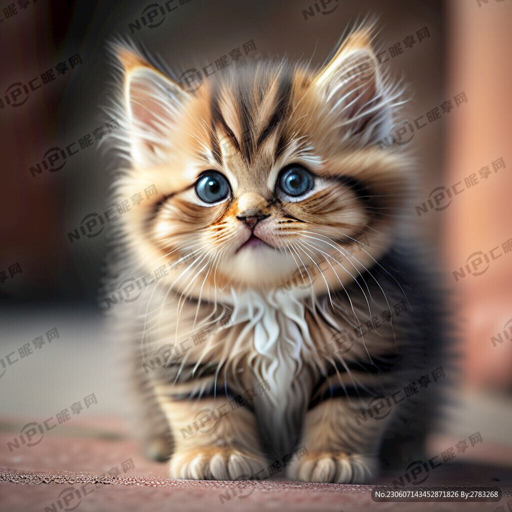 一直毛茸茸可爱的小猫在拉东西的