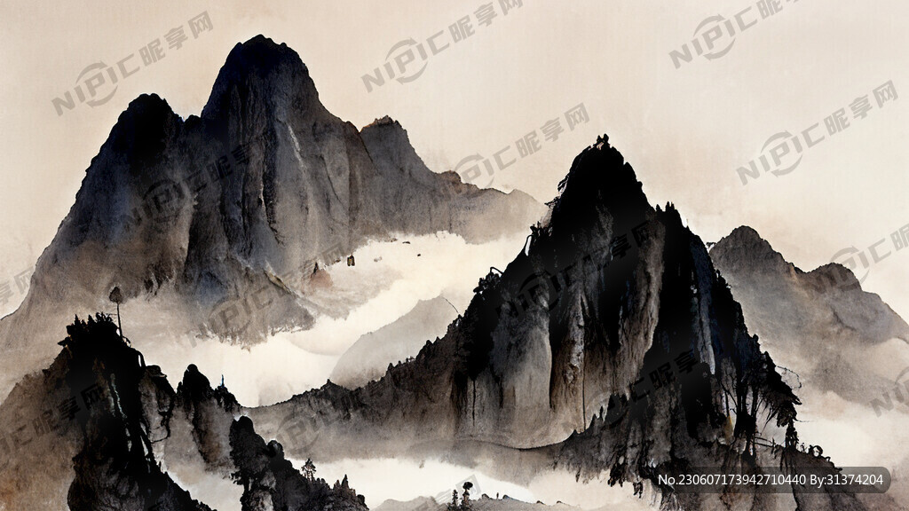 木棉花 山谷 中国风 中国画