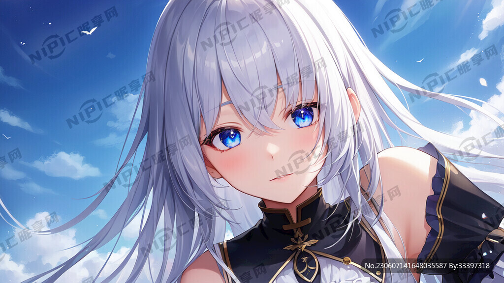 白头发 少女 唯美 发光眼睛