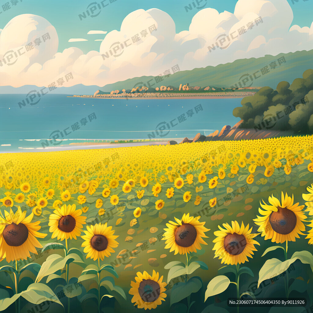 劳作 向日葵 花海 远景