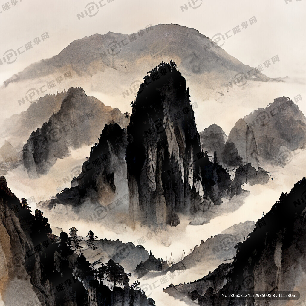山谷 中国风 中国画 山水