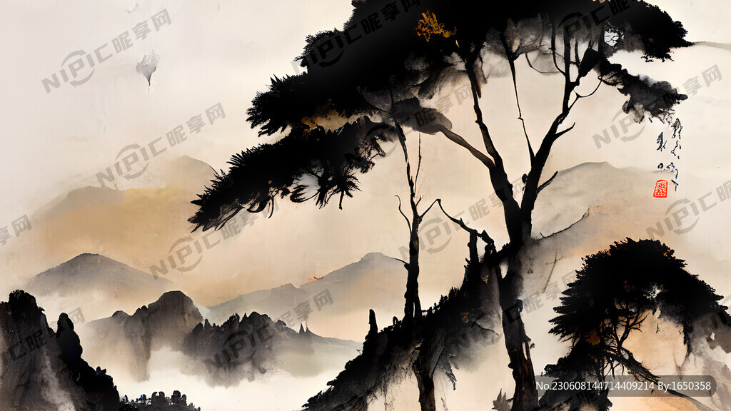 幽燕金秋山水画