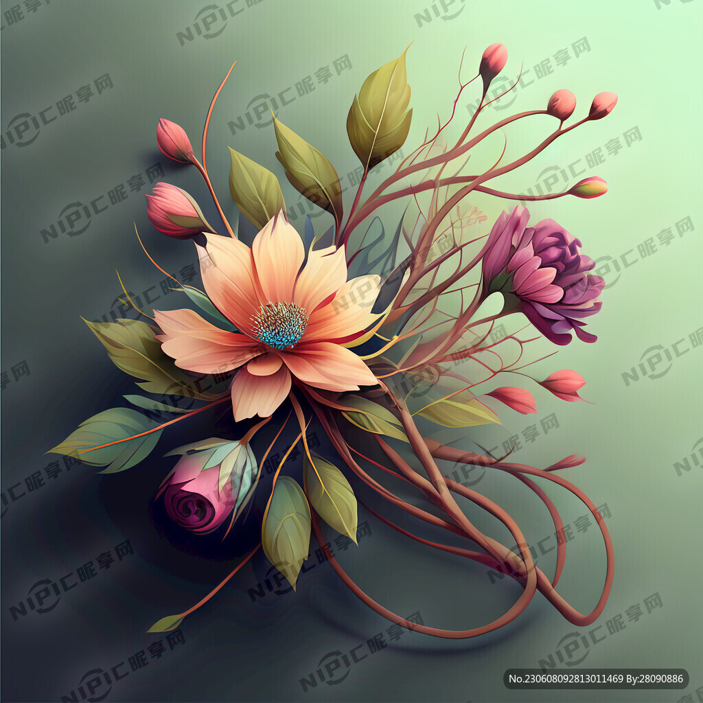 花卉 缠枝 色彩丰富