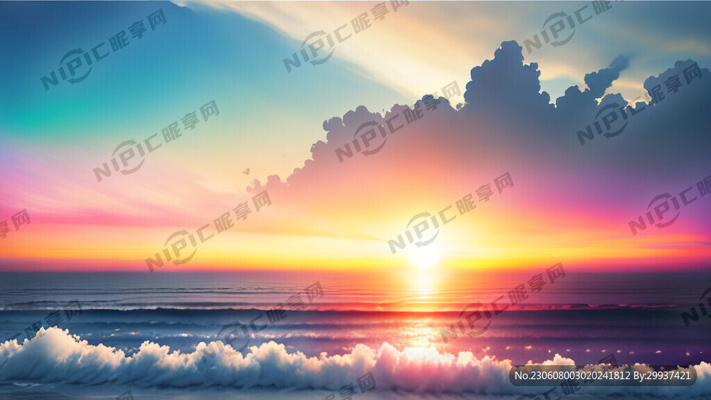 白色背景天空梦幻彩色白云明亮中