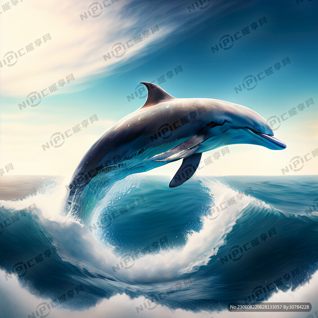 天空 海洋 海豚在海洋上空跳跃
