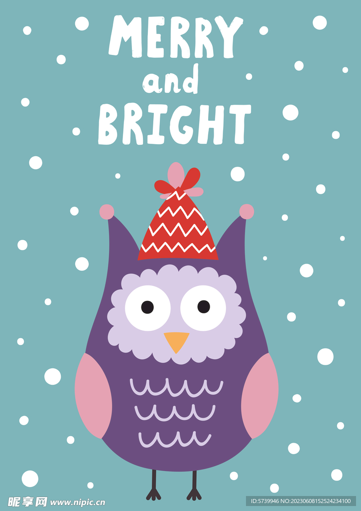 可爱卡通猫头鹰圣诞节背景元素