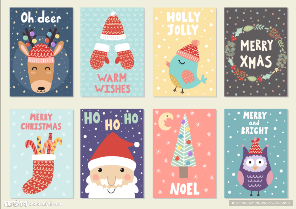 可爱卡通圣诞节矢量无缝背景