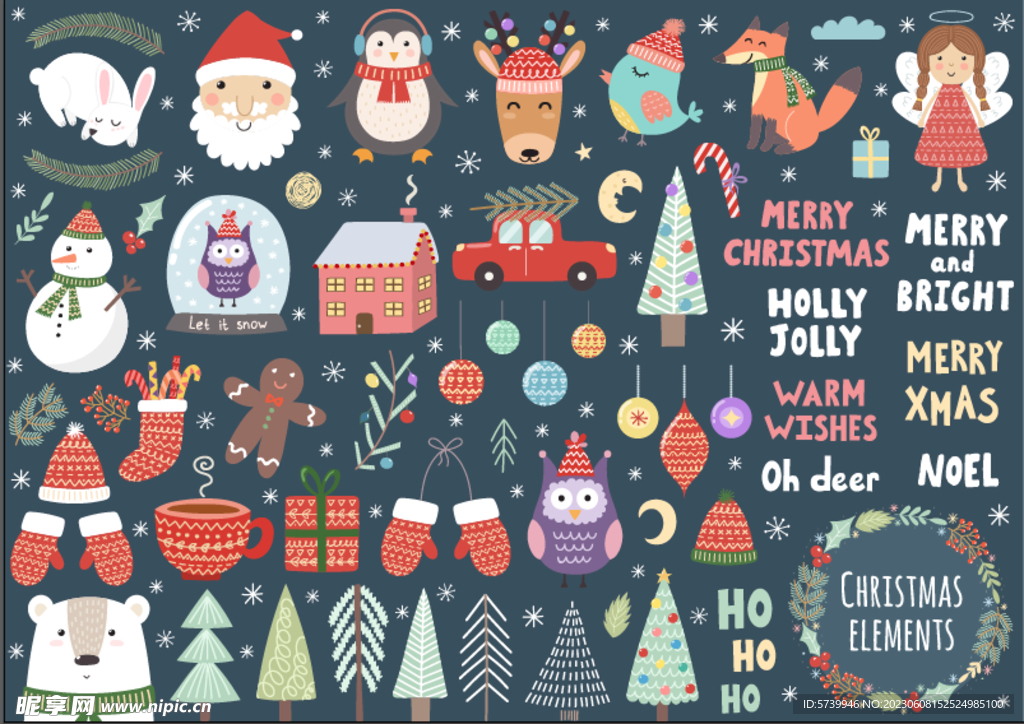 可爱卡通圣诞节矢量无缝背景