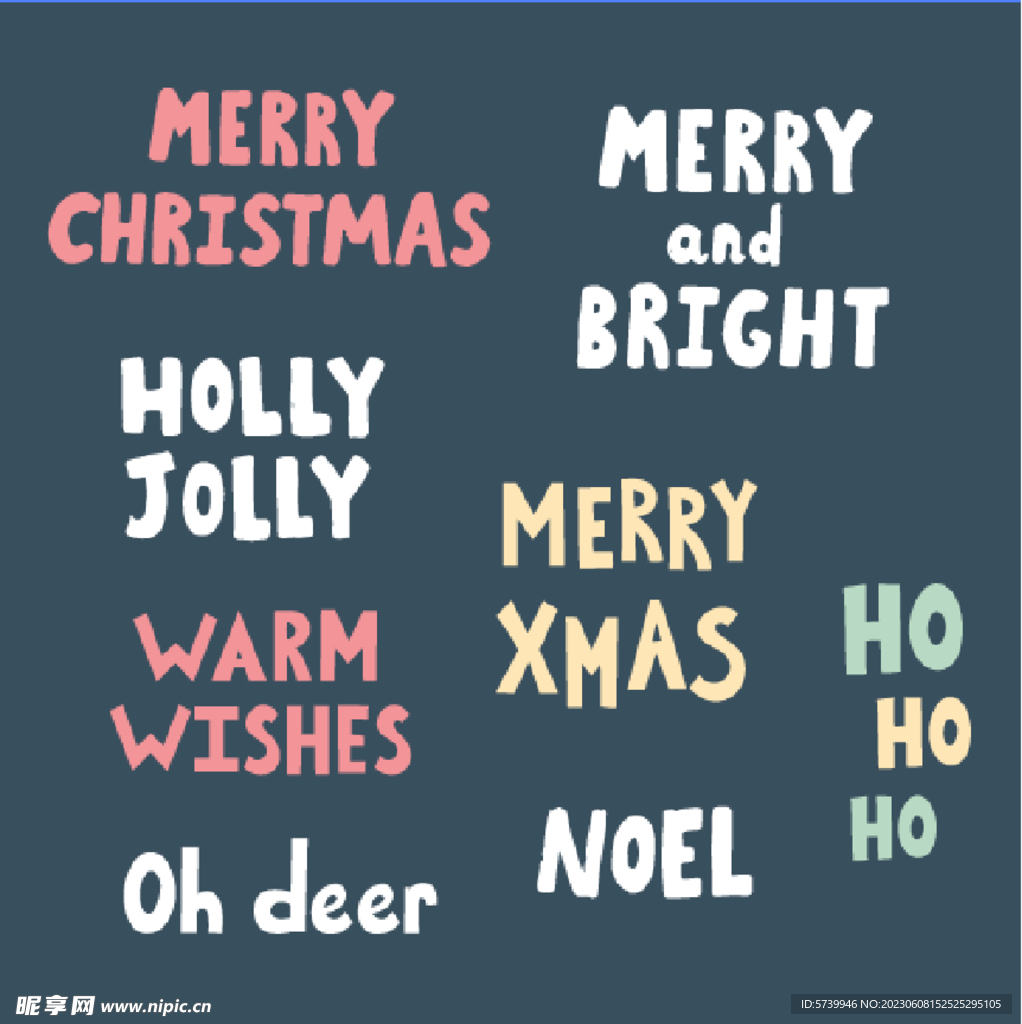 可爱卡通圣诞节字母矢量无缝元素