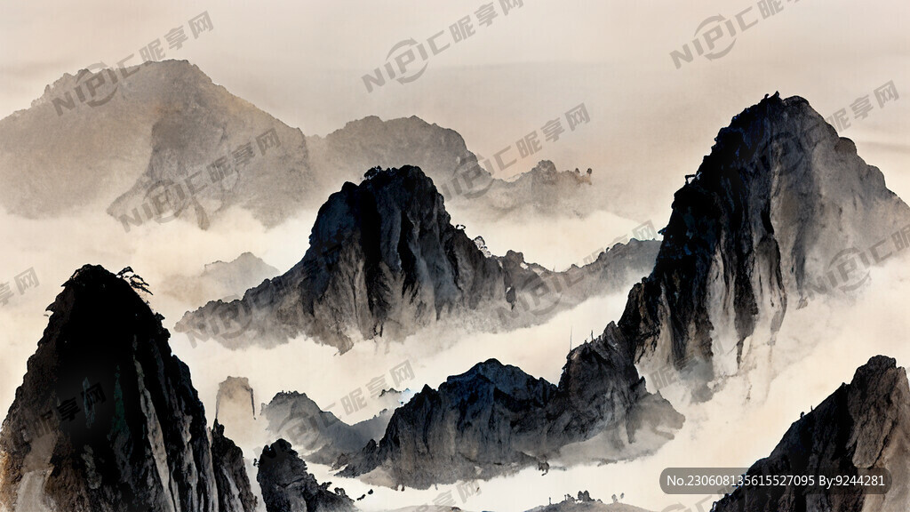 山谷 中国风 中国画 山水