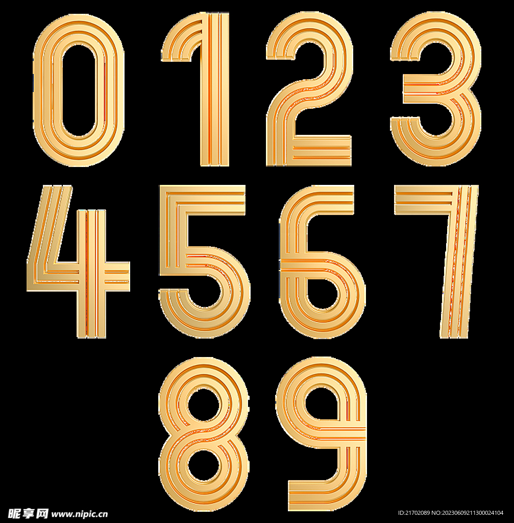 C4D渲染 金属 数字 透明