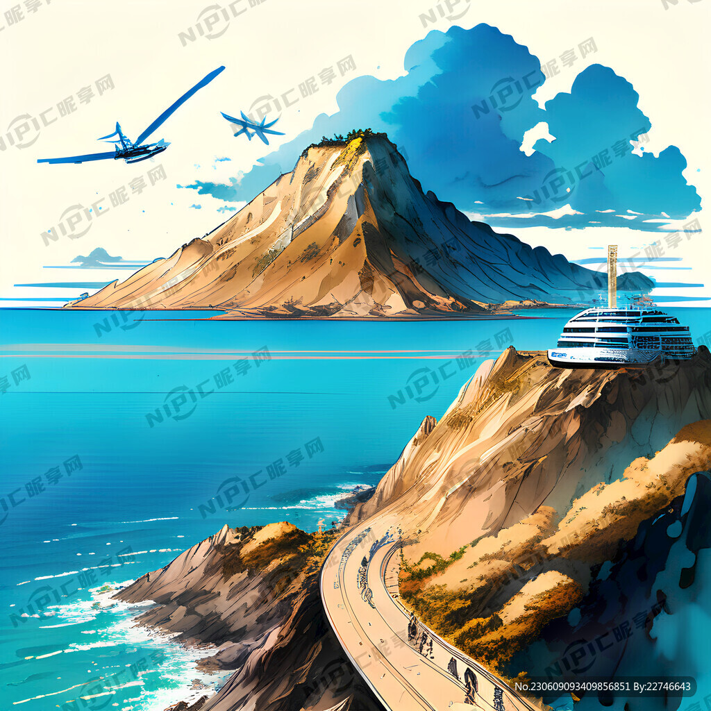 旅游 海岛 黄金分割 留白 山