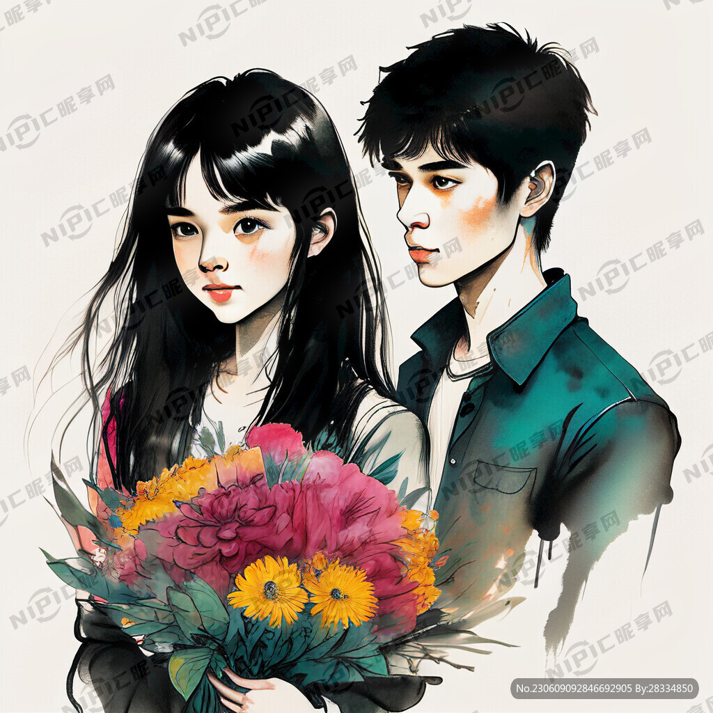 帅气男孩 漂亮女孩 黑发