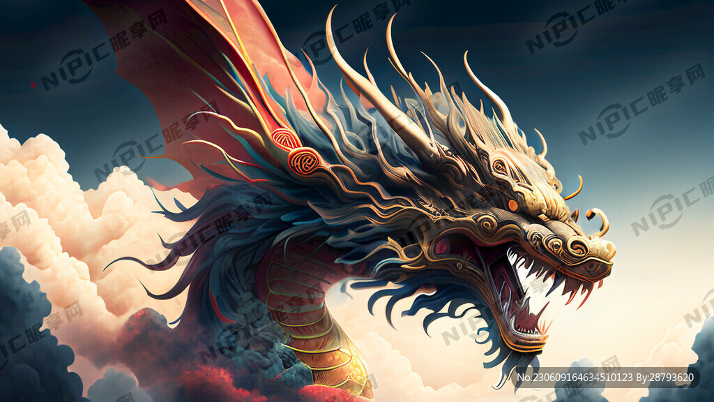 龙天空近景龙头