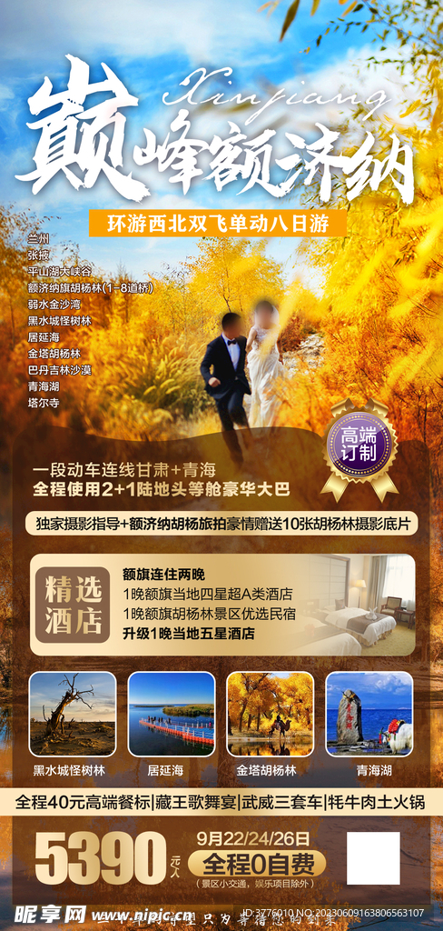 额济纳胡杨林旅游海报微信图