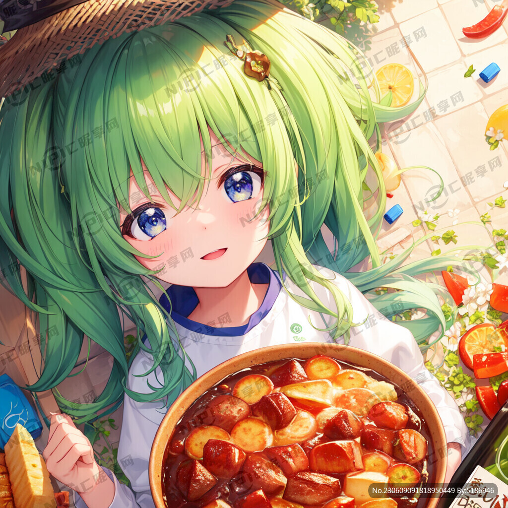 卡通女孩美食标志