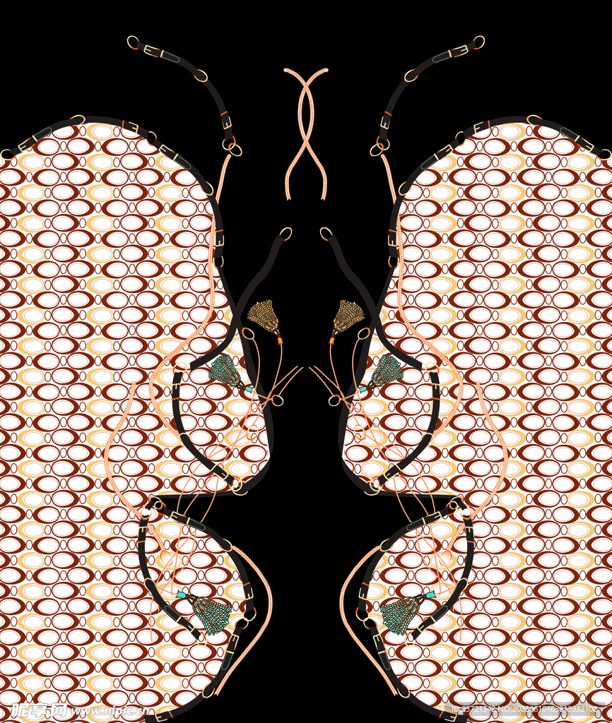 大牌花 链条 手绘花 