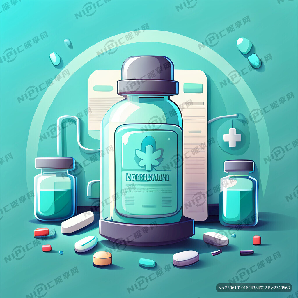 卡通浅蓝绿色医药背景