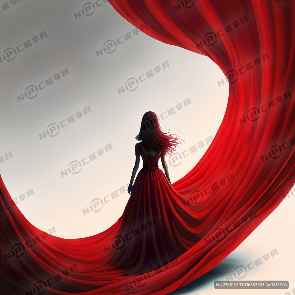 红色帷幕下面红色飘带