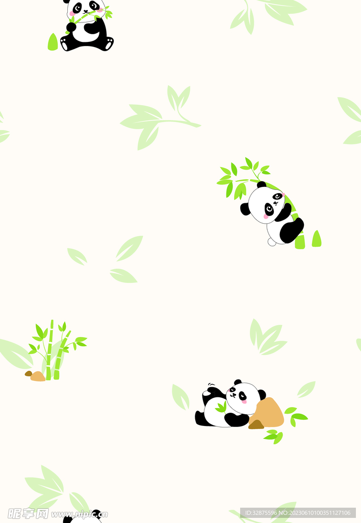 熊猫 竹叶 中国风