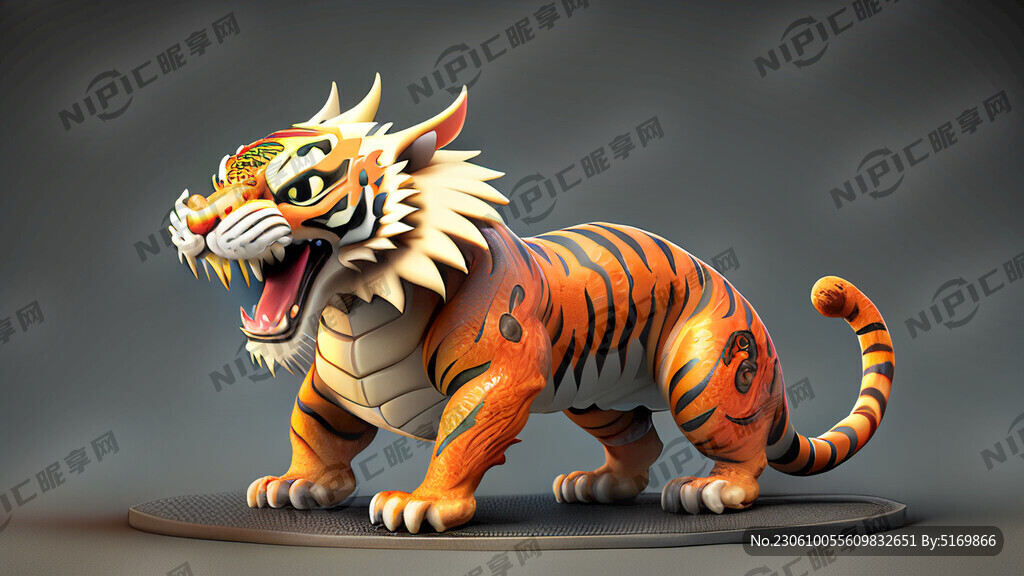 龙 虎 烤肉 卡通 3d模型