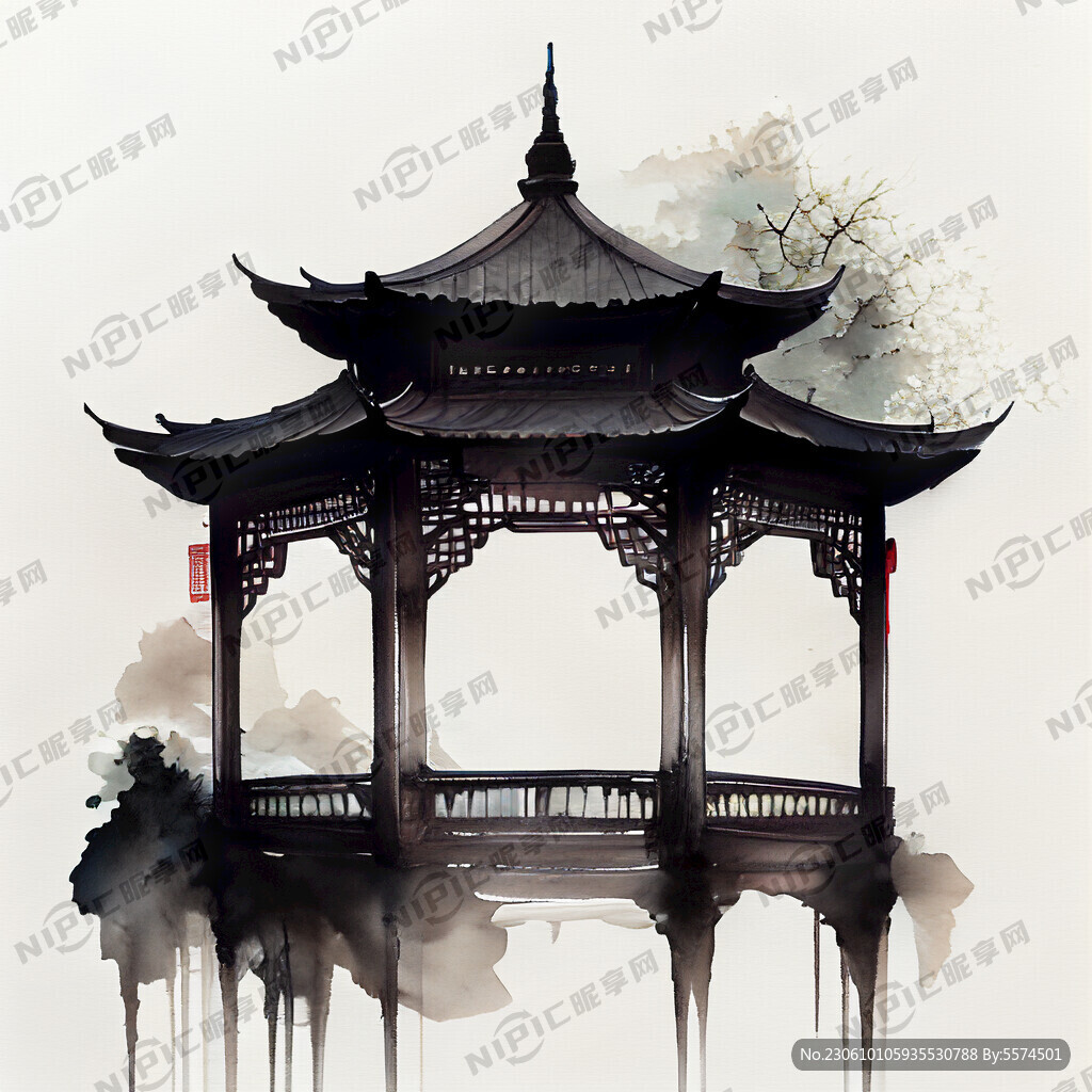 国画 凉亭 中国风