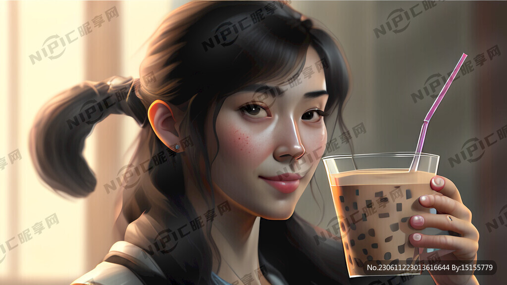 手里拿着奶茶的僵尸