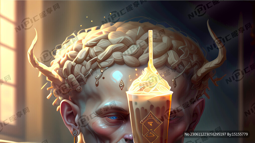 手里拿着奶茶的僵尸