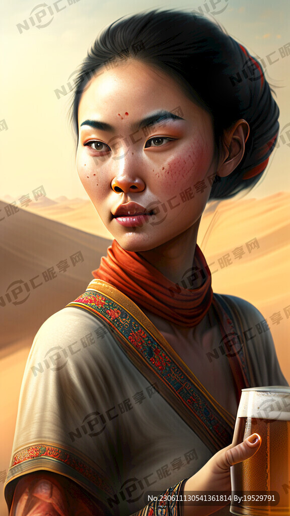 啤酒 女人 沙漠 融合