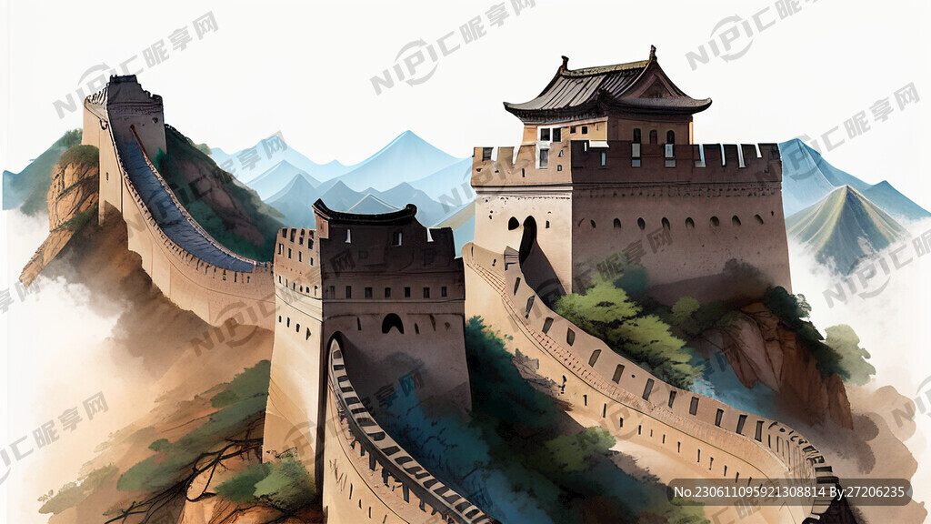 大气长城手绘