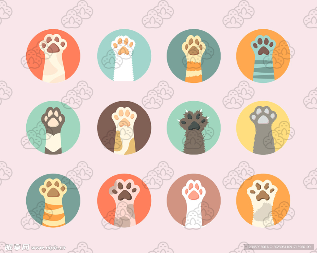 可爱猫咪小猫爪贴纸