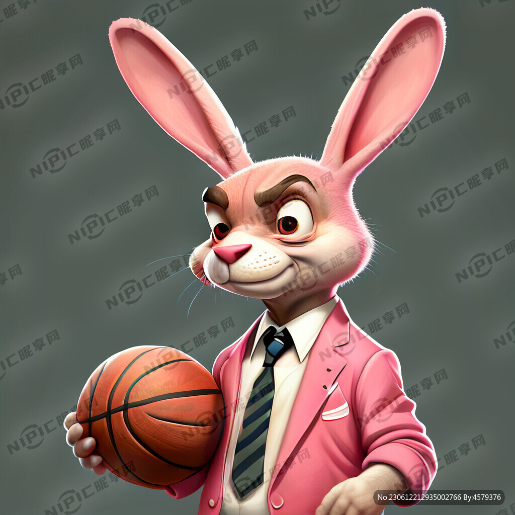 粉色打篮球的憨憨兔