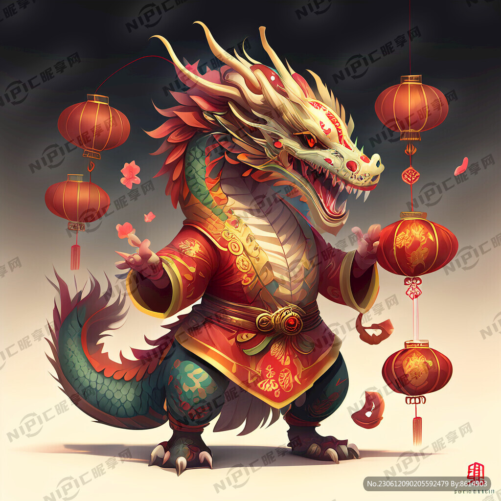 中国龙 穿春节服装