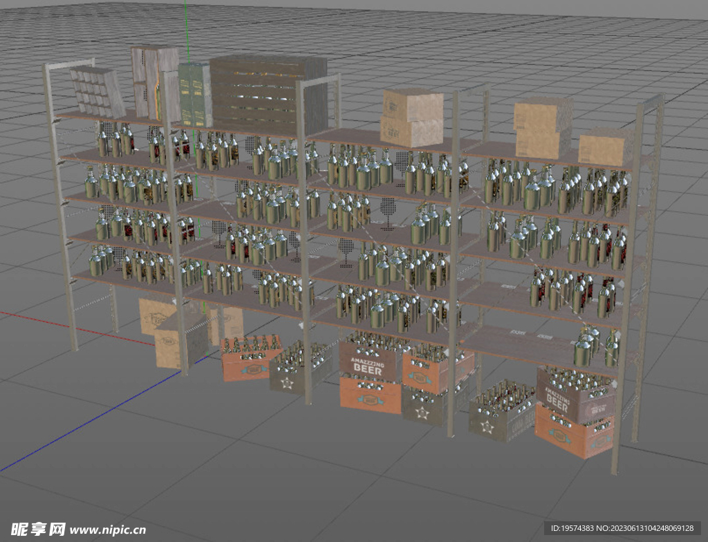 C4D模型 超市货架 