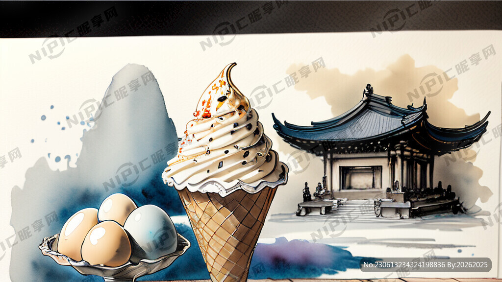 南京大报恩寺鸡蛋仔冰淇淋桌前围