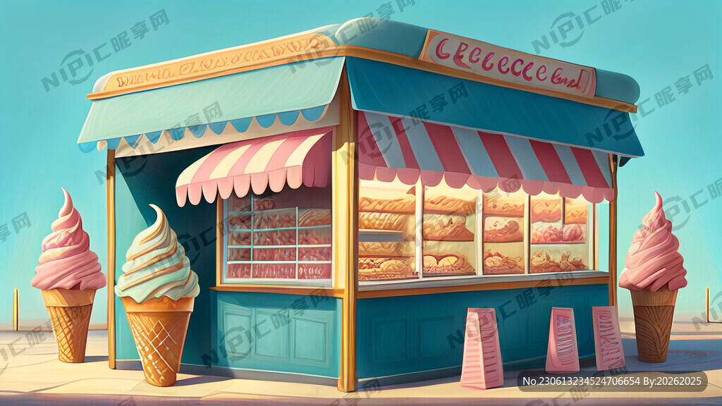 冰淇淋节摊位画面 包含上围挡