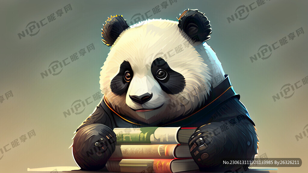 熊猫吉祥物 书 面金融