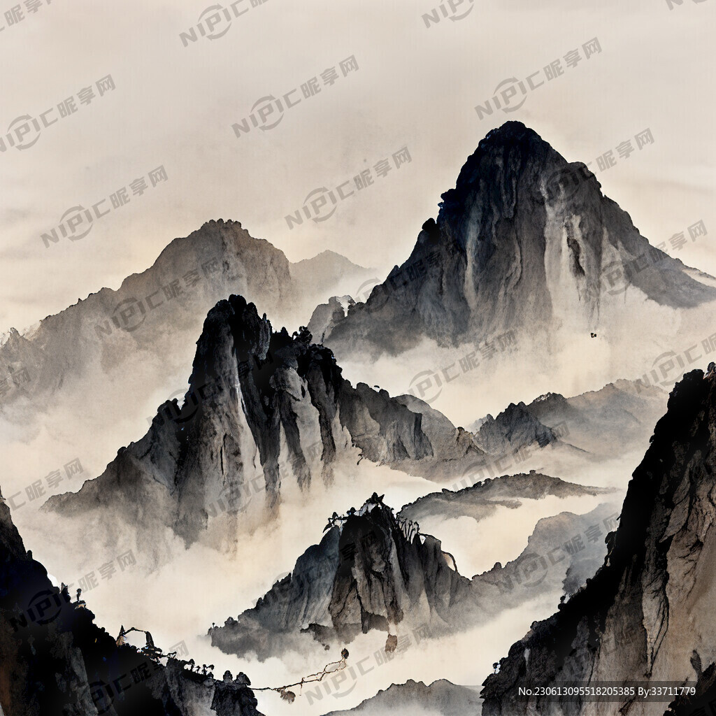 山谷 中国风 中国画 山水