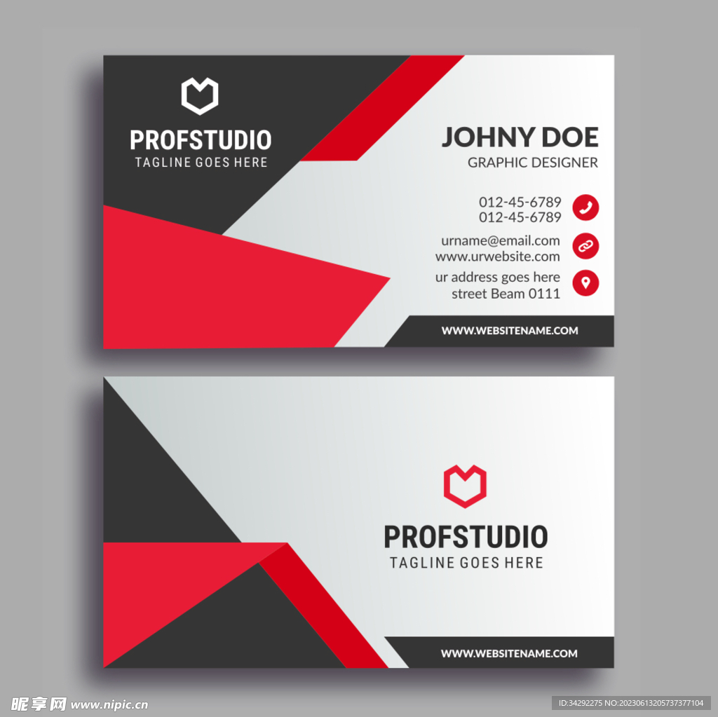 红色名片模板