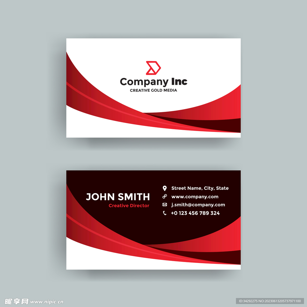 红色名片模板
