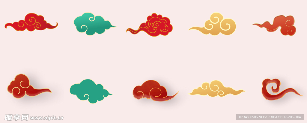 中国风古风七彩祥云纹彩云